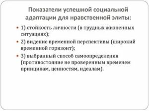 Показателем успешной социальной адаптации