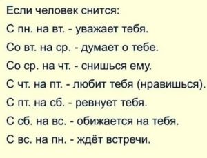 Человек снится с пятницы на субботу