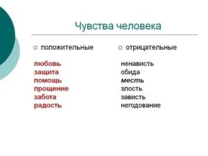 Какие бывают чувства у человека к человеку