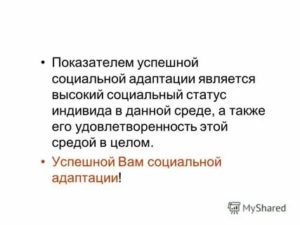 Показателем успешной социальной адаптации